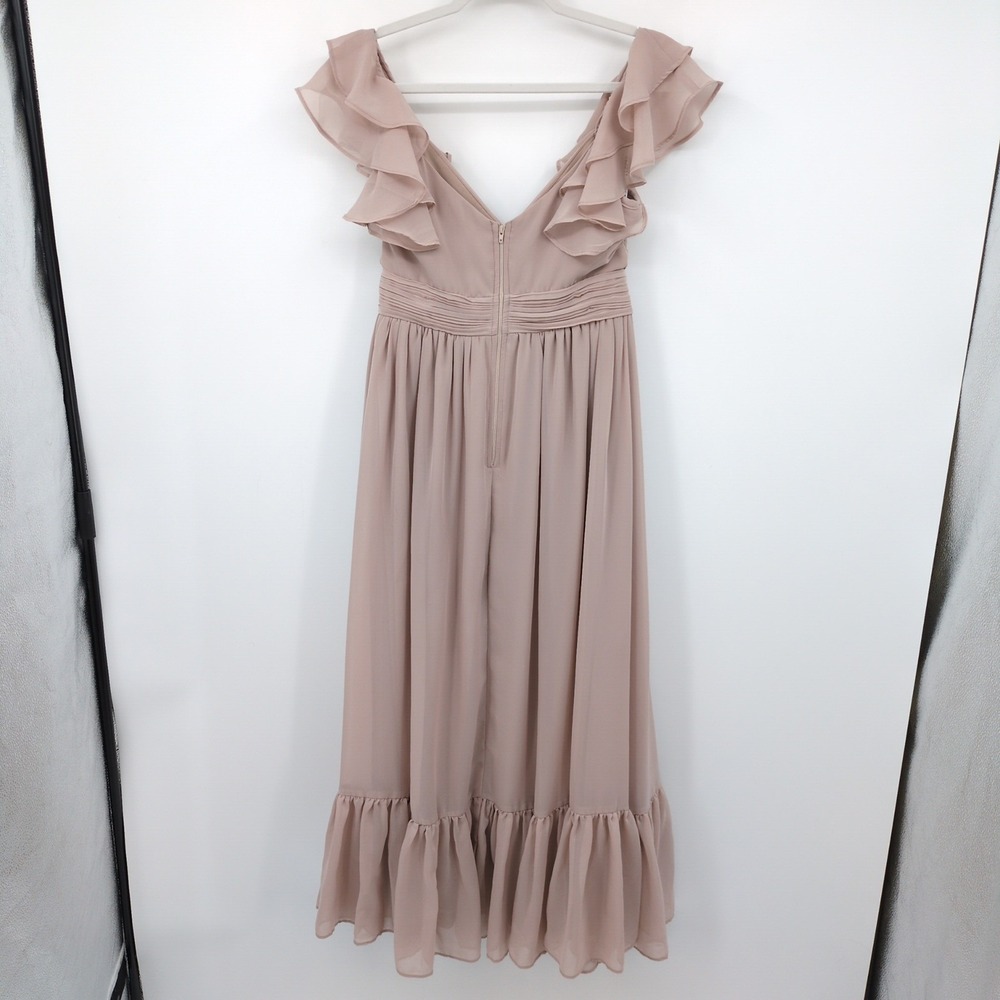 Birdy Grey Blush Chiffon Ruffle Strap Dress‎ Midi Maxi Coquette Romantic Small - Picture 3 of 9